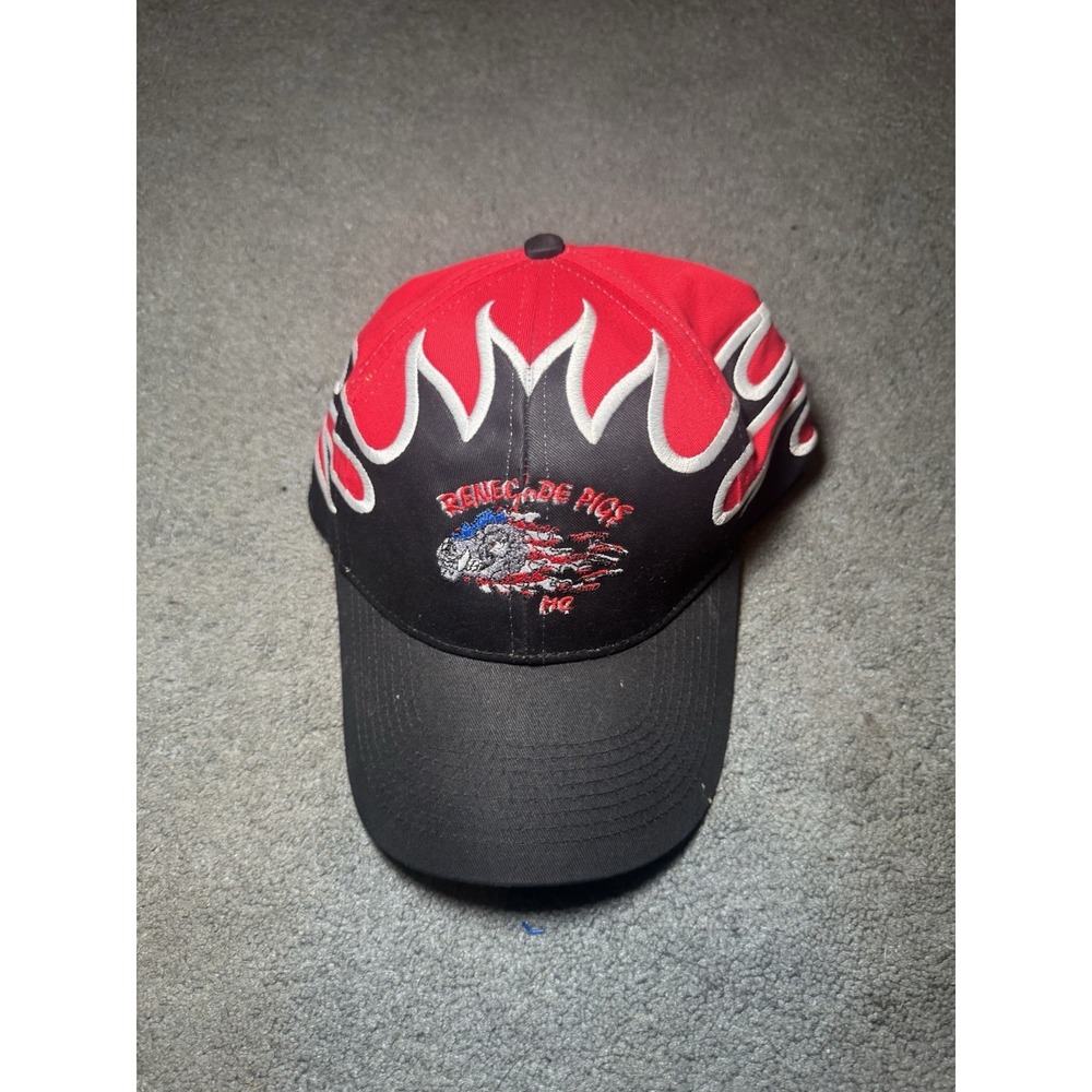 Vintage Renegade Hog MC Flame Hat OTTO Snapback Biker Y2K Motorcycle Cap